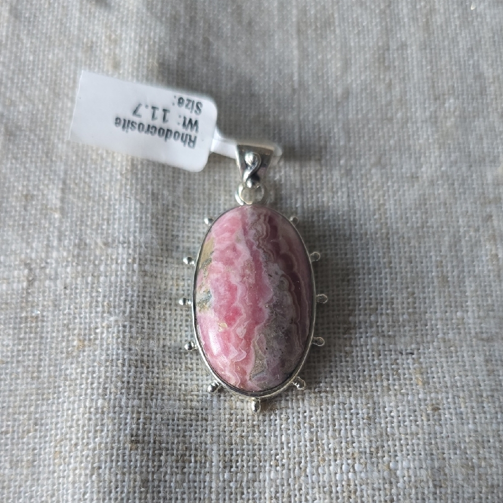 925 Sterling Silver~Rhodocrosite Stone~ Pendant~NWT